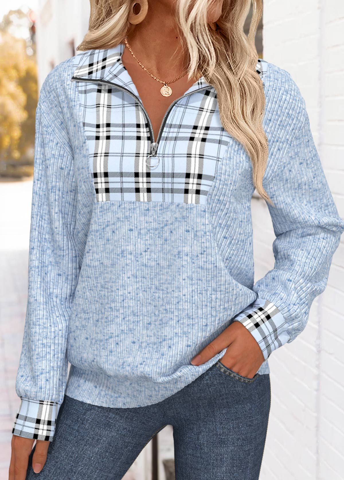 sudadera de manga larga con cuello vuelto,