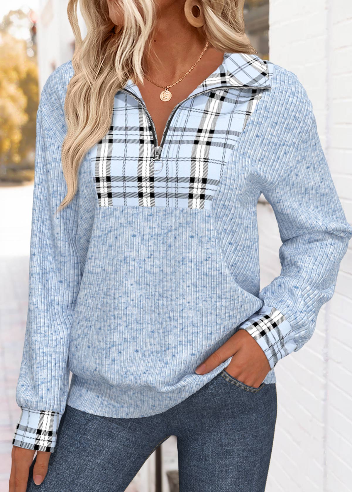 sudadera de manga larga con cuello vuelto,