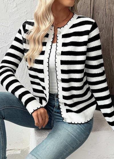 Cárdigan negro a rayas mujer – chic, suave y cómodo