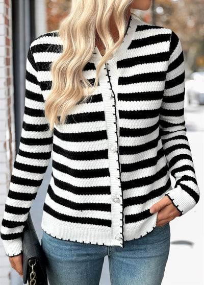 Cárdigan negro a rayas mujer – chic, suave y cómodo