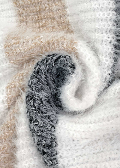 Cardigan blanco rayado mujer – Confort suave y estilo moderno