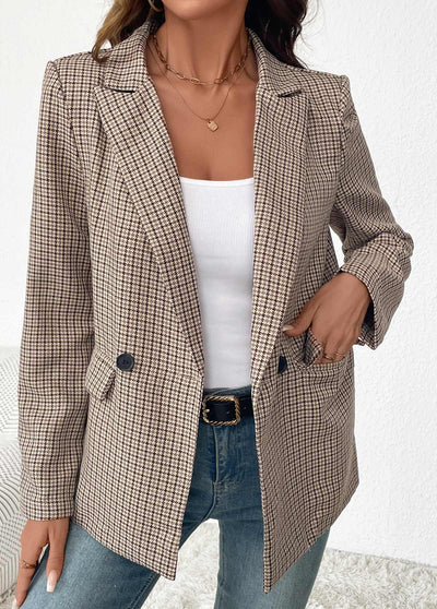 blazer a cuadros con dos bolsillos laterales