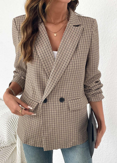 blazer a cuadros con dos bolsillos laterales