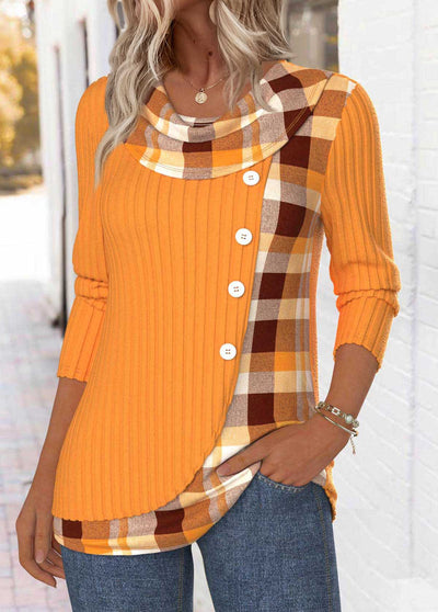 Camiseta beige de manga larga con estampado floral