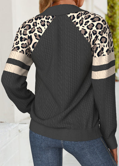 Sudadera Gris Leopardo Casual