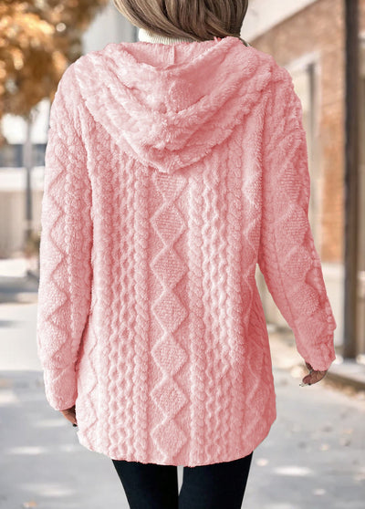 Abrigo Largo Rosa Claro con Capucha – Elegancia y Confort Diario
