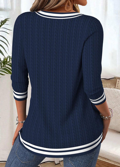 Túnica Elegante Mujer Cuello V – Manga Larga Navy