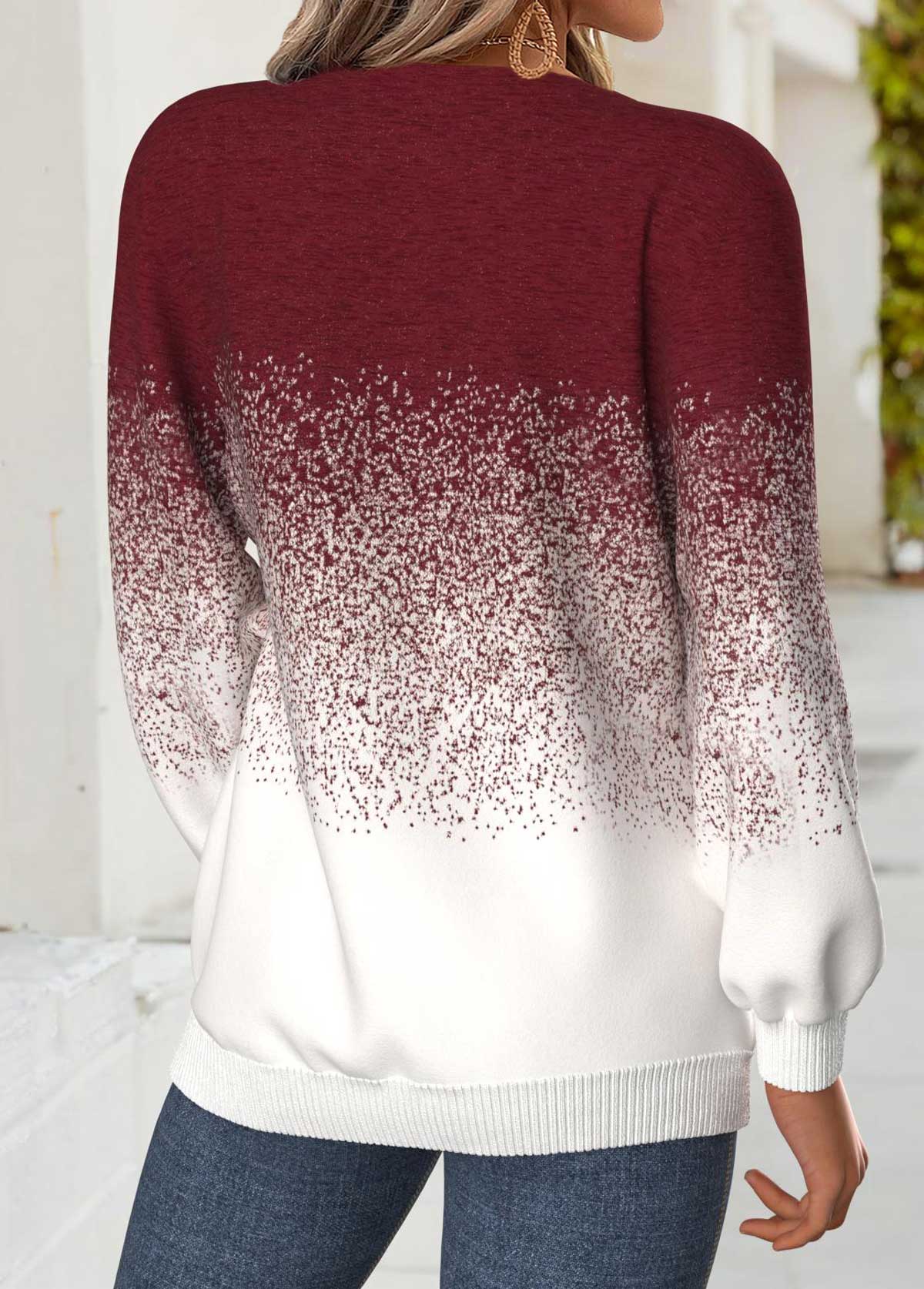 Sudadera de manga larga y efecto ombré color burdeos que cubre el abdomen