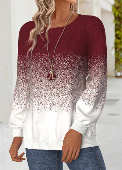 Sudadera de manga larga y efecto ombré color burdeos que cubre el abdomen
