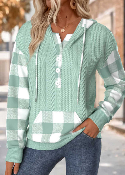 Sudadera de Cuadros Verde Salvia – Estilo Casual y Confort Diario