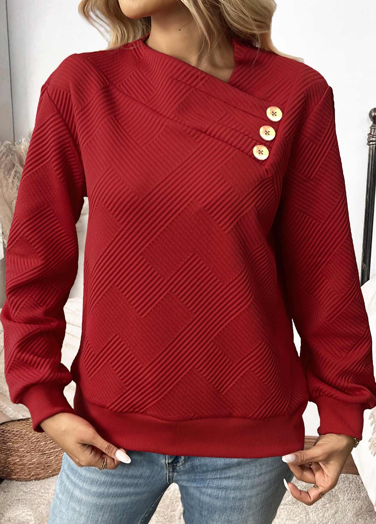 Sudadera Roja Asimétrica Mujer