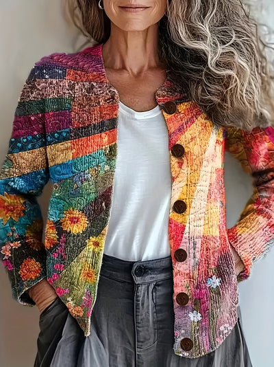 Cárdigan Mujer Tejido Impreso 3D Casual Chic