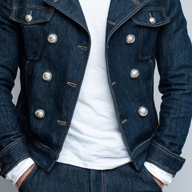 Chaqueta de Jean Vintage Hombre – Doble Botonadura y Estilo Retro