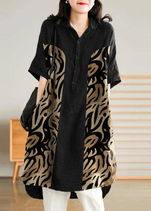 Vestido camisa lino casual mujer