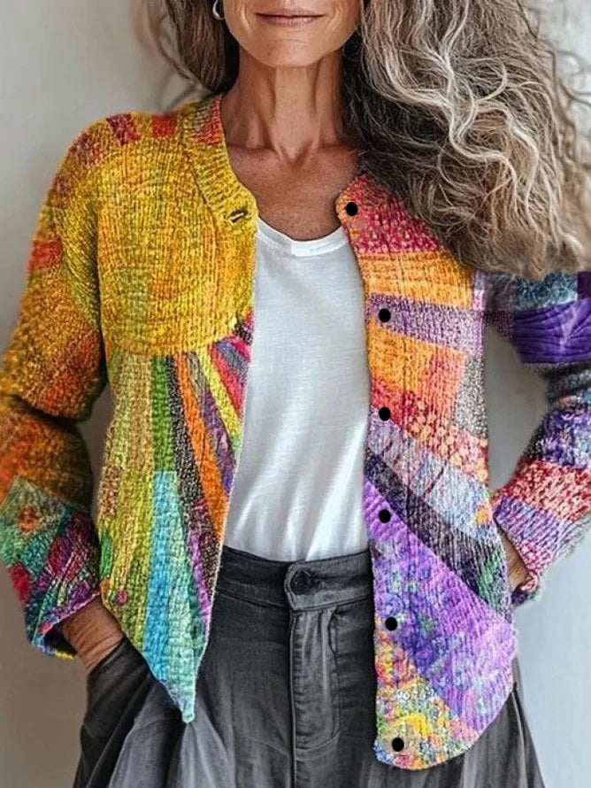 Cárdigan Mujer Tejido Impreso 3D Casual Chic