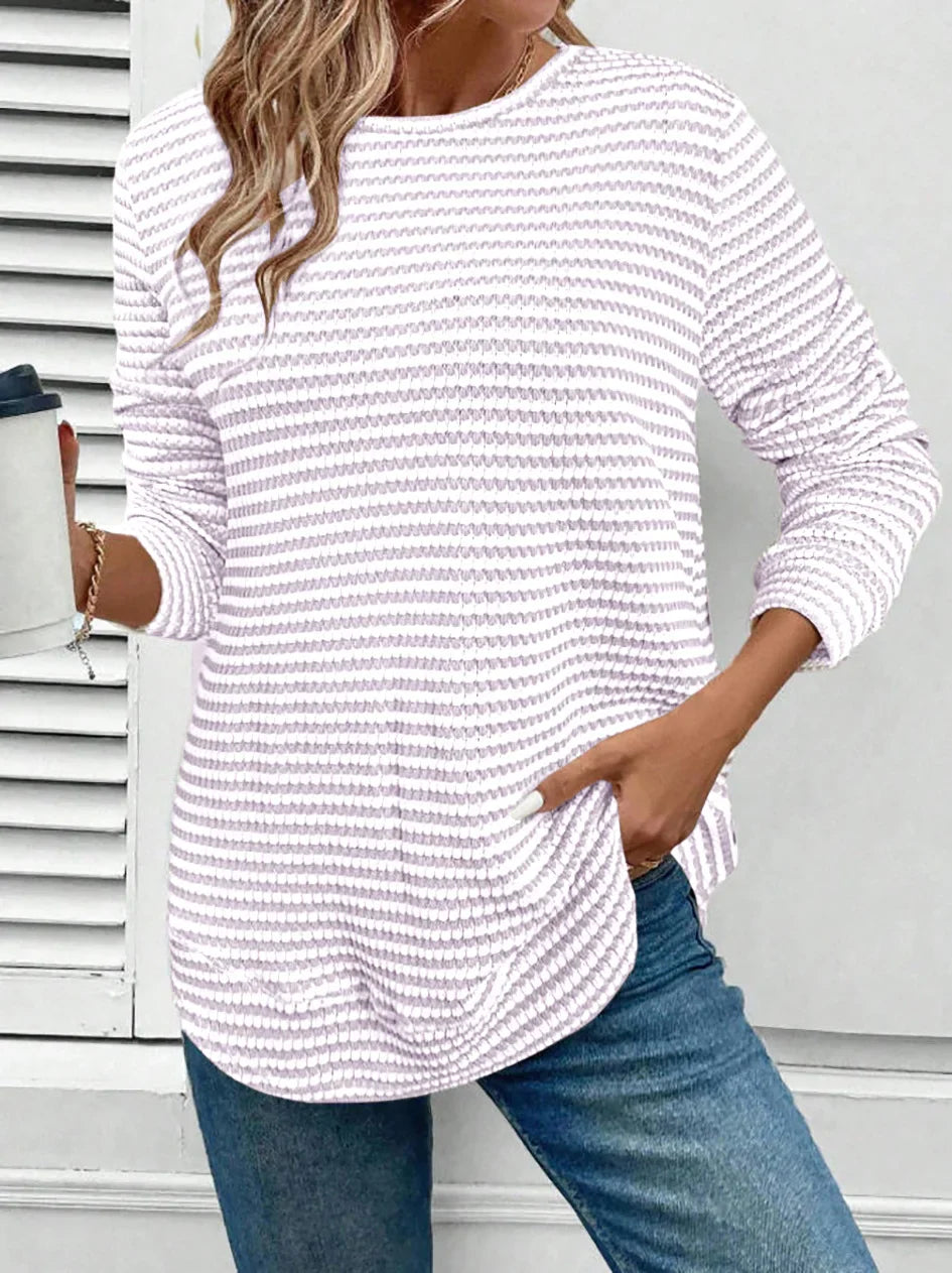 Camiseta de rayas de manga larga para hombre - Estilo casual moderno