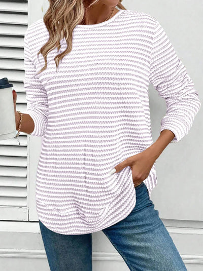 Camiseta de rayas de manga larga para hombre - Estilo casual moderno