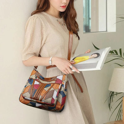 Bolso de cuero patchwork elegante