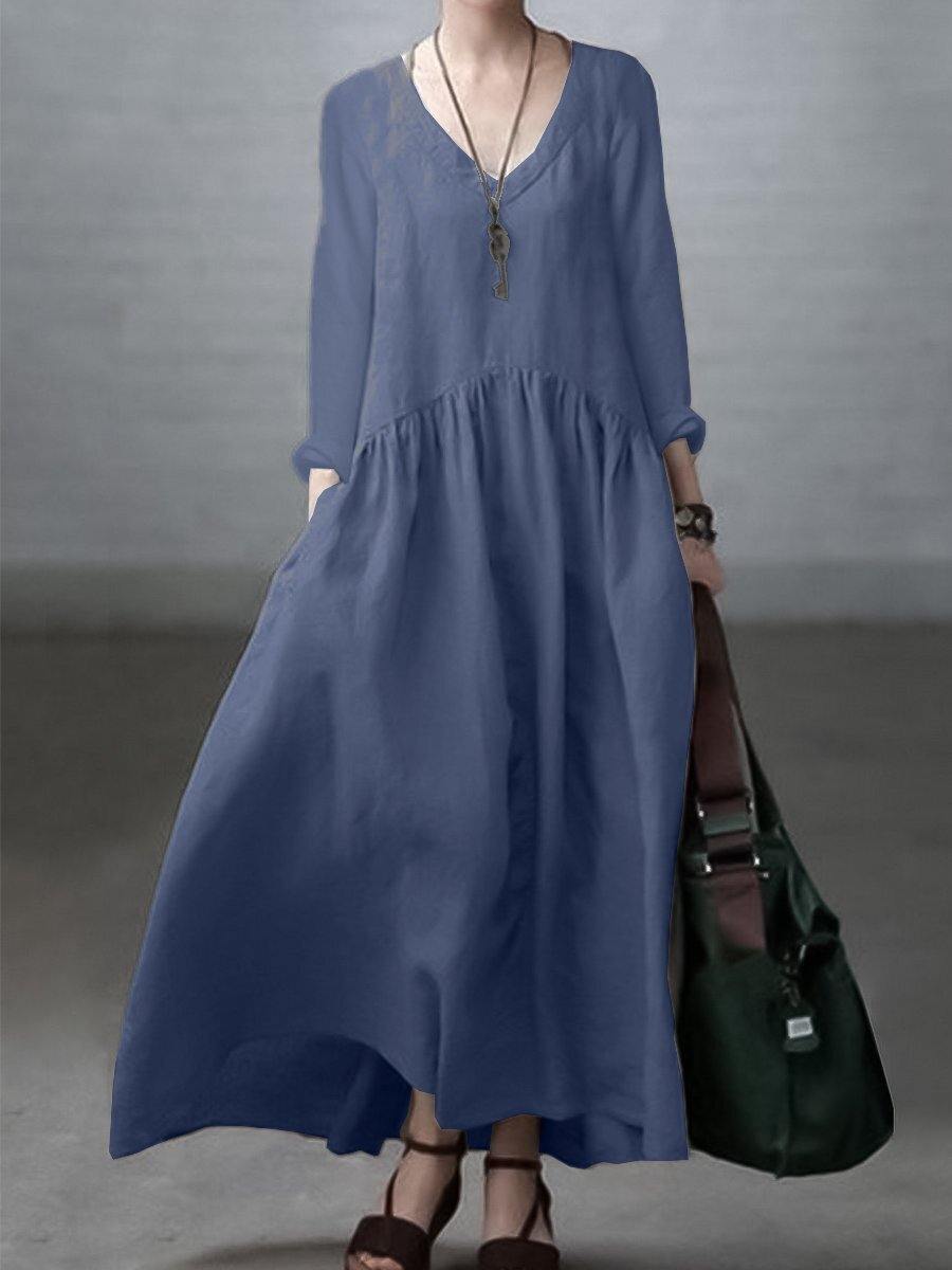 Vestido suelto algodón y lino
