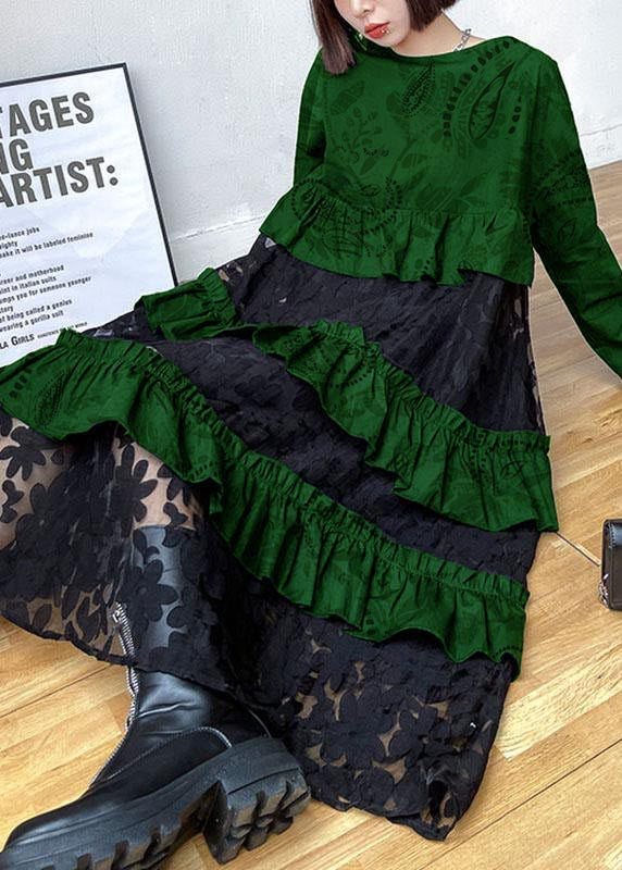 Vestido bohemio encaje y volantes