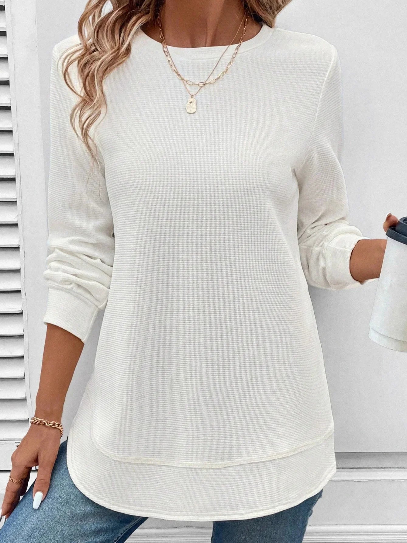 Sudadera Vintage Cuello Redondo Jacquard - Moda Casual y Tendencia