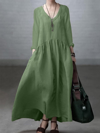 Vestido suelto algodón y lino