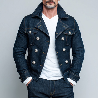 Chaqueta de Jean Vintage Hombre – Doble Botonadura y Estilo Retro