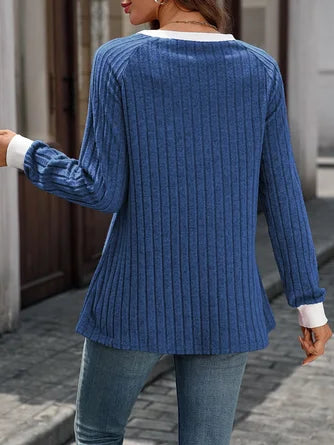 Camiseta Mujer Bloque de Colores - Manga Larga y Confort