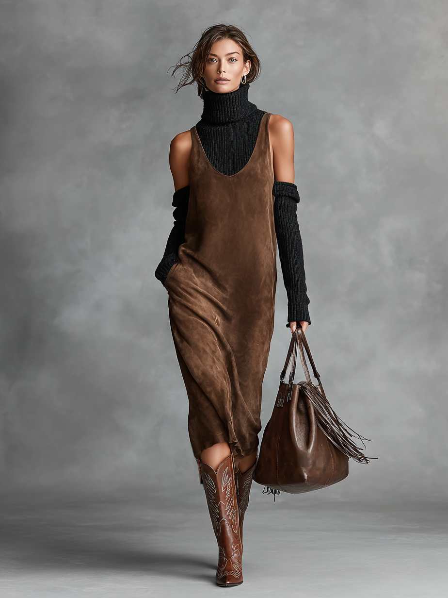 Vestido retro de ante mujer