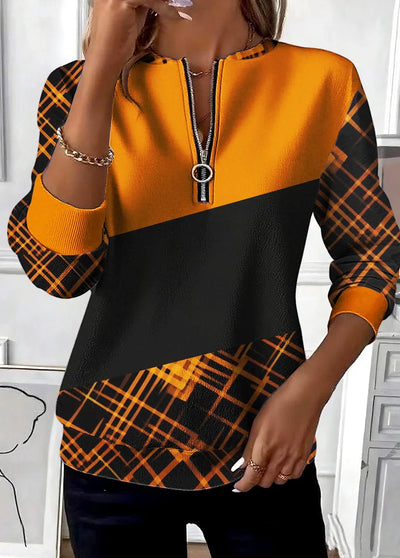 Sudadera naranja geométrica casual con cuello alto - Moda tendencia hombre