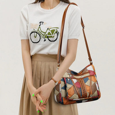 Bolso de cuero patchwork elegante