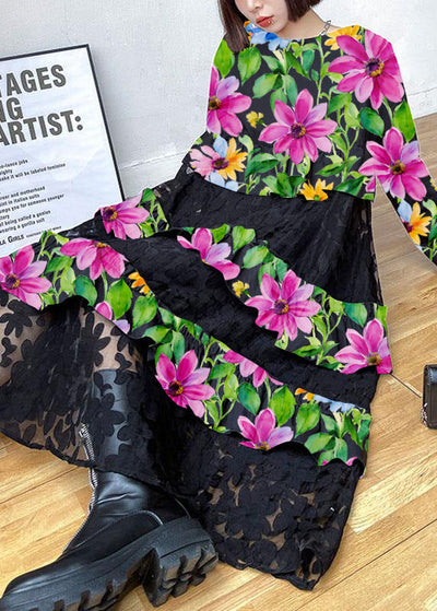 Vestido bohemio encaje y volantes