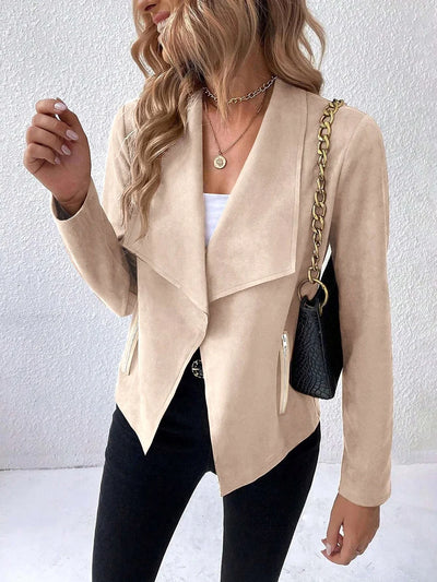 Chaqueta de mujer de ante con cremallera - estilo moderno y versátil