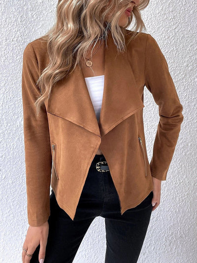 Chaqueta de mujer de ante con cremallera - estilo moderno y versátil
