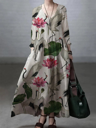 Vestido suelto algodón y lino