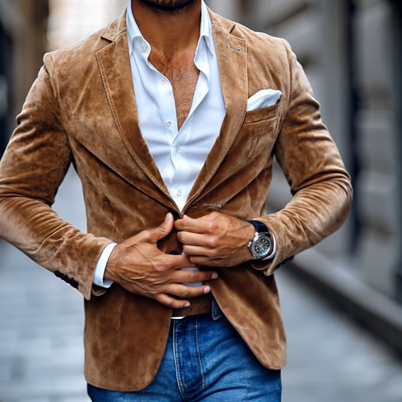 Blazer Hombre de Ante Elegante – Estilo Moderno y Confort Premium