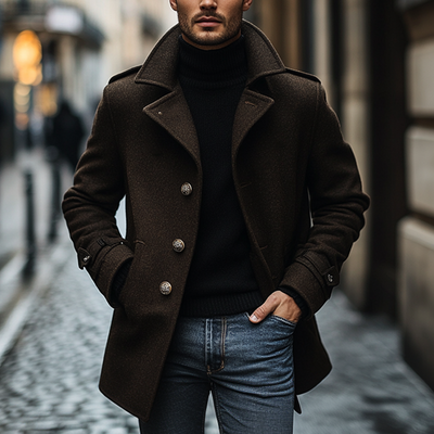 Abrigo Hombre Midi de Lana Sintética - Estilo y Confort