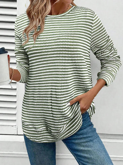 Camiseta de rayas de manga larga para hombre - Estilo casual moderno