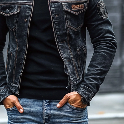 Chaqueta de Jeans Vintage Hombre Slim Fit – Moda con Cuello de Béisbol