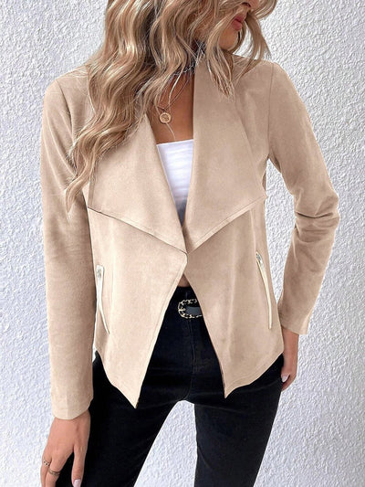 Chaqueta de mujer de ante con cremallera - estilo moderno y versátil