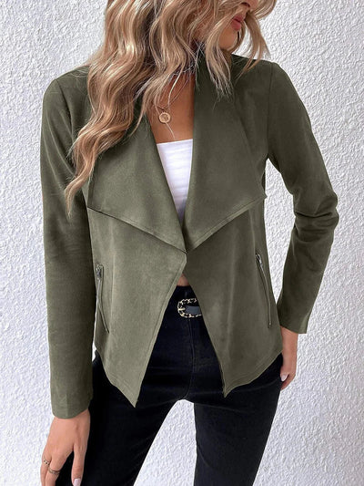 Chaqueta de mujer de ante con cremallera - estilo moderno y versátil