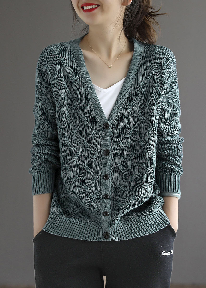 Cárdigan azul cuello v elegante