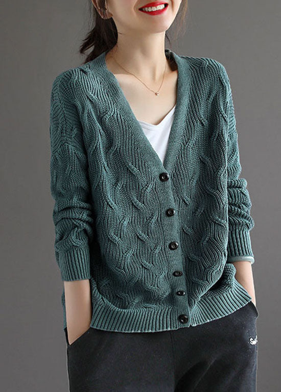Cárdigan azul cuello v elegante