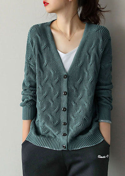 Cárdigan azul cuello v elegante