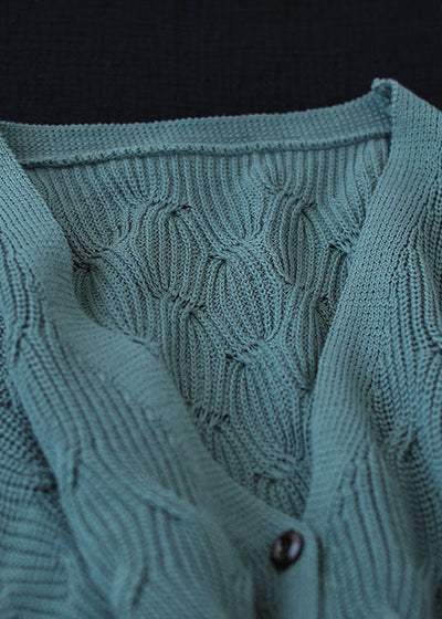 Cárdigan azul cuello v elegante