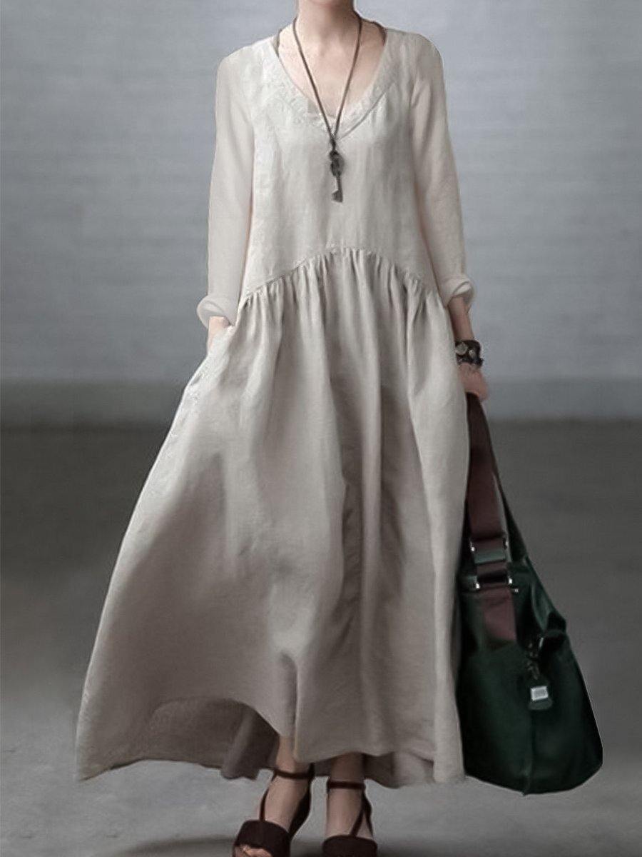 Vestido suelto algodón y lino