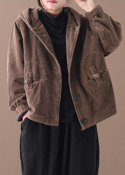 Abrigo de invierno de pana con capucha