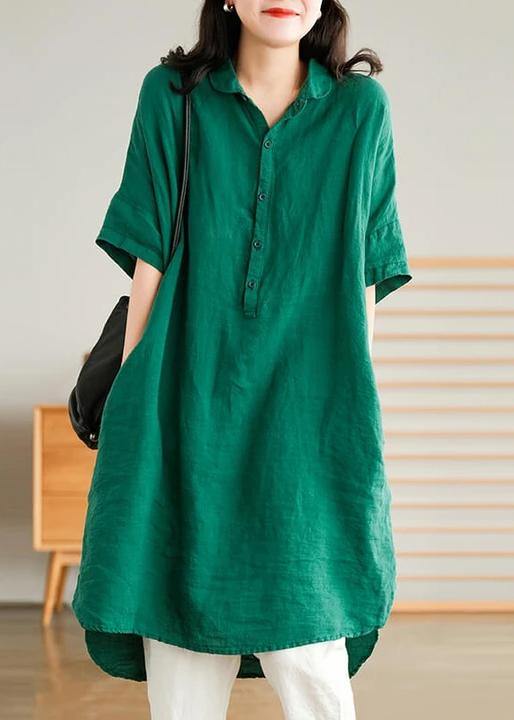 Vestido camisa lino casual mujer
