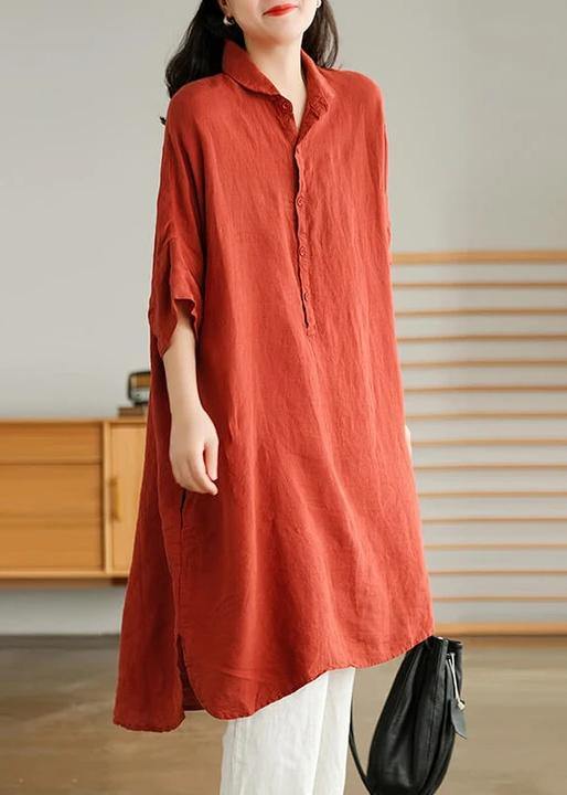 Vestido camisa lino casual mujer