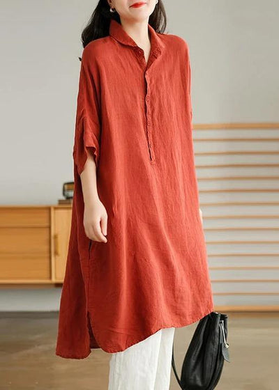 Vestido camisa lino casual mujer
